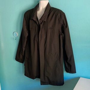 Trespass Men Size L Black TP50 Trench Coat Waterproof Windproof Button Up Jacket